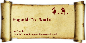 Hegedűs Maxim névjegykártya
