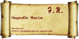 Hegedűs Maxim névjegykártya